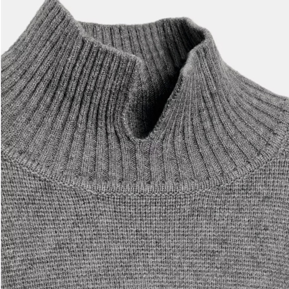 Zara grey high neck sweater with front opening and long sleeves with cuffs xl - Picture 9 of 9